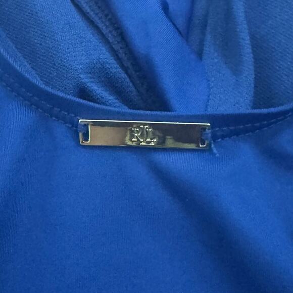 New LAUREN RALPH LAUREN Beach Club Blue Ruffled One Piece Swimsuit Women's Sz 6 - Picture 12 of 15